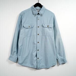 Carhartt Denim Button Up Shirt Men’s Large Relaxed Fit Blue Workwear
